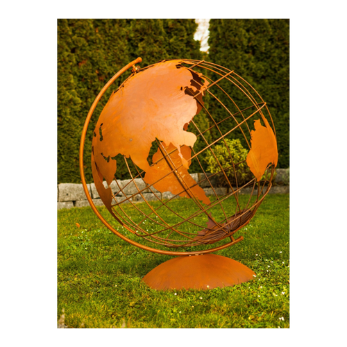 Bild von Ferrum Art Design Deko-Skulptur Weltatlas – Ein rustikales Kunstwerk für Ihren Garten