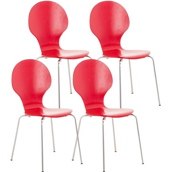 Bild von CLP 4x Stapelstuhl DIEGO l Ergonomisch geformter Konferenzstuhl mit Holzsitz und Metallgestell I Stapelbarer Stuhl mit pflegeleichter Sitzfläche