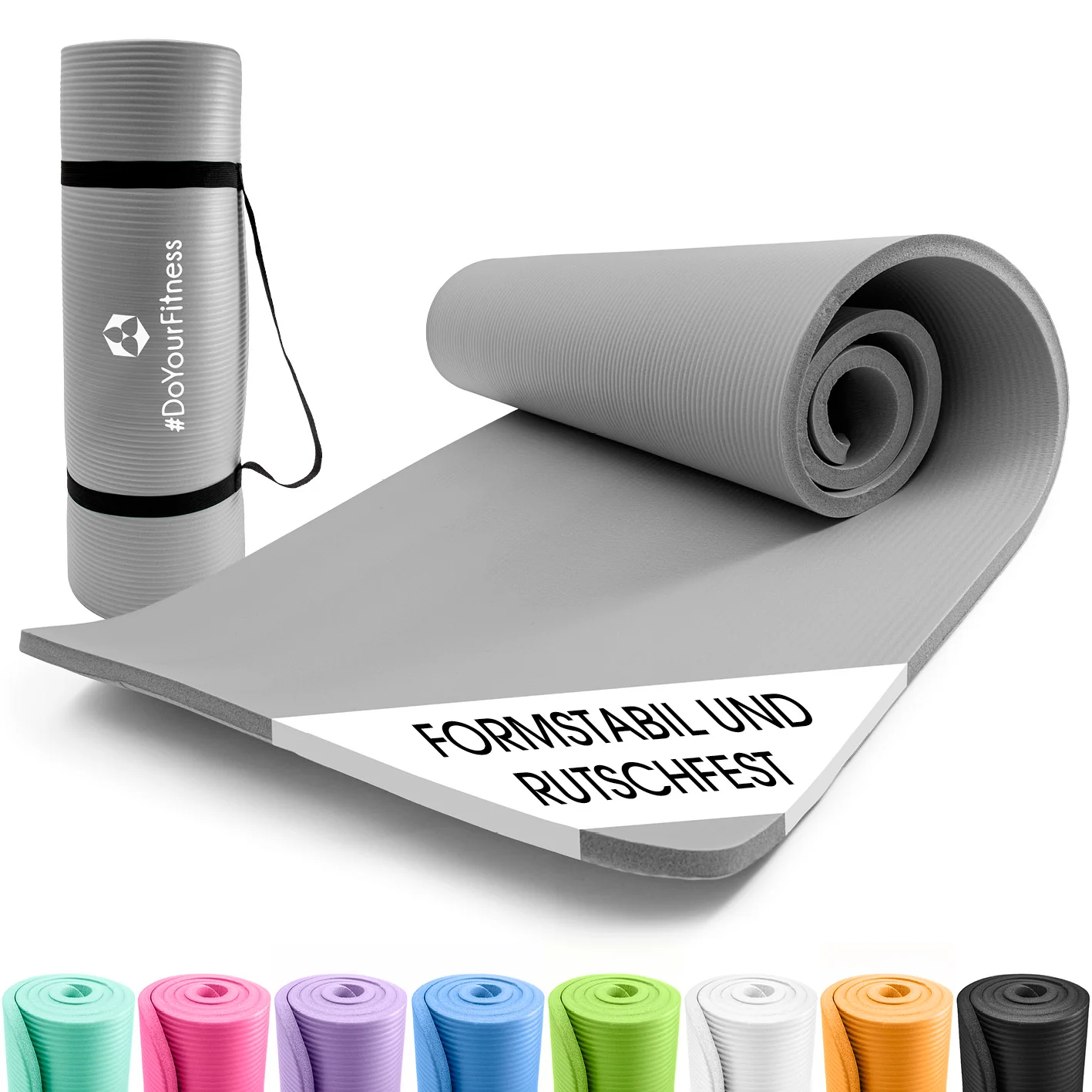 Bild von #DoYourFitness Yogamatte Yogini, Fitnessmatte 183x61x1 cm Grau Gymnastik Pilates