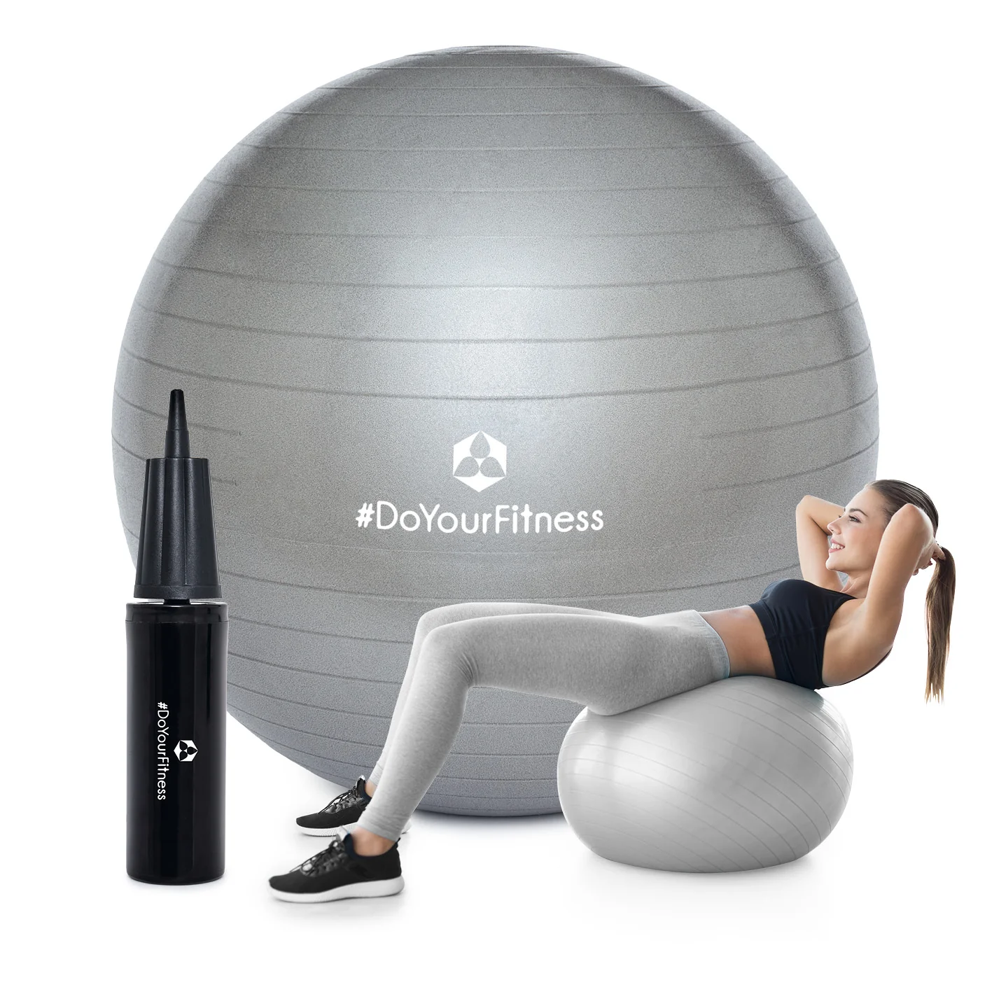 Bild von #DoYourFitness Gymnastikball inkl. Ballpumpe - Fitness (1-St), Sitzball - Silber - 75 cm