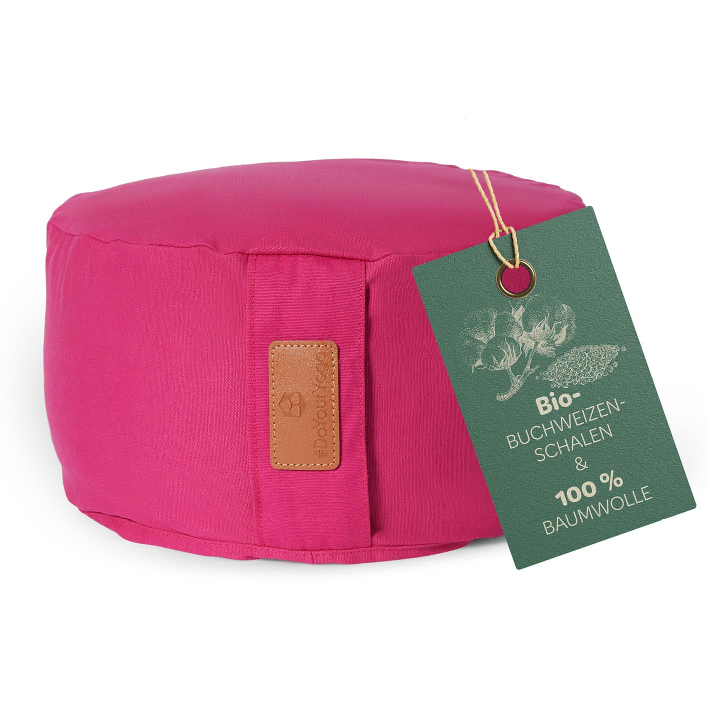 Bild von #DoYourYoga rundes Yogabolster - waschbarer Bezug, Bio-Buchweizenschalen (KBA) Füllung, 30 x 15 cm, Yoga Kissen für Yin Yoga & Meditation - pink