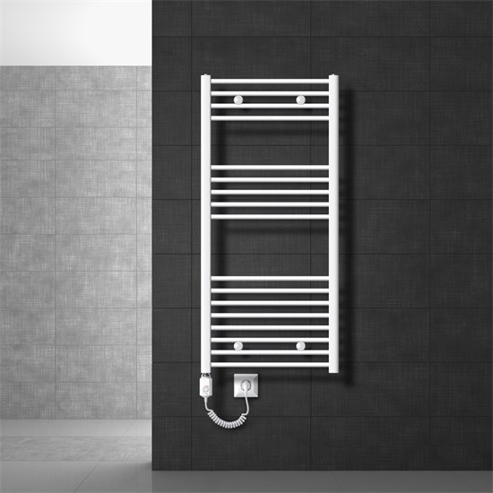 Bild von Badheizkörper Elektrisch mit Heizstab 900W 600x1200 mm Weiß gerade mit Seitenanschluss
