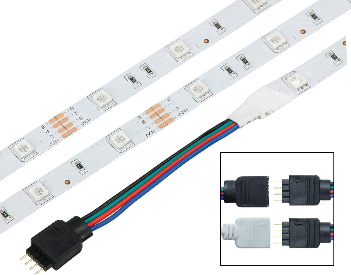 Bild von ECD Germany LED Strip Streifen SMD 5050 RGB 8m - 60 LEDs/m - 720 lm/m - Farbwechsel - Selbstklebend - LED Stripe Leiste Lichterkette Lichtleiste Lichtband Band Beleuchtung