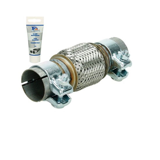 Bild von Universal Flexrohr 50x100 mm aus Edelstahl mit 2 Schellen und Montagepaste