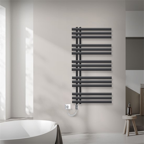 Bild von ECD Germany Iron EM Badheizkörper Elektrisch Heizstab 900W 600x1200 mm Anthrazit