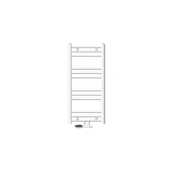 Bild von Badheizkörper Mittelanschluss 400x800 mm Weiß gebogen mit Wand Anschlussgarnitur LuxeBath