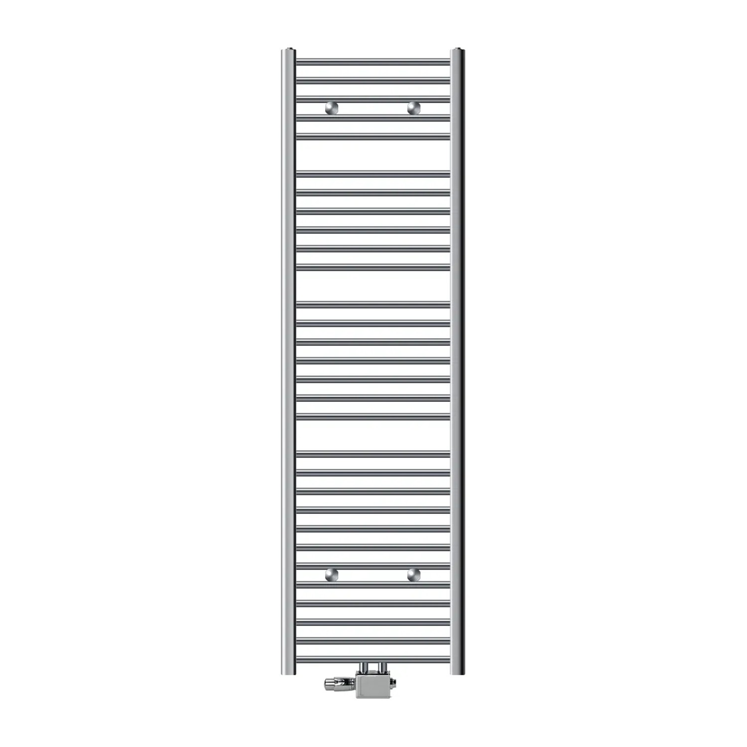 Bild von Badheizkörper Mittelanschluss 500x1800 mm Chrome gebogen mit Universale Anschlussgarnitur LuxeBath