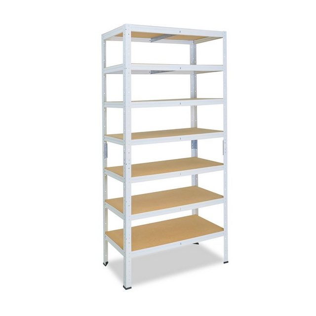 Bild von shelfplaza Schwerlastregal HOME, 230x75x45cm weiß, 7 Böden, Kellerregal, Garagenregal, Steckregal