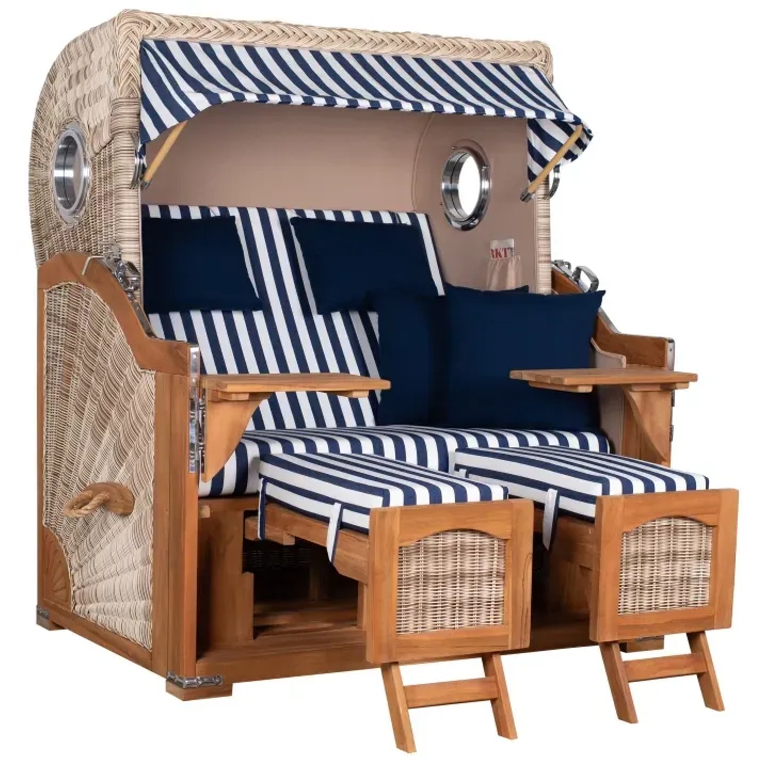 Bild von GarWoh Strandkorb Rantum Grande Teak PE Shell Dessin 518