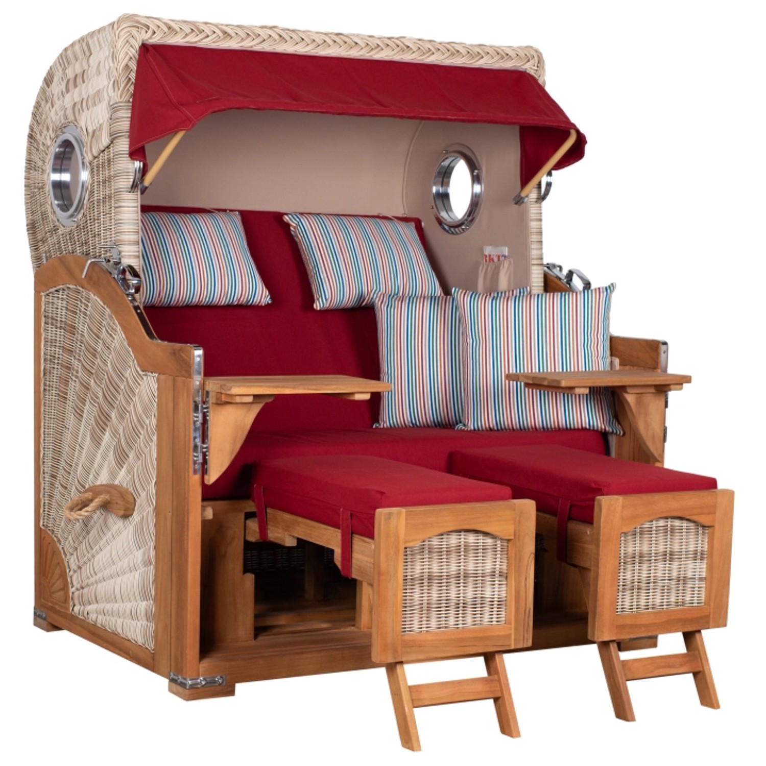 Bild von GarWoh Strandkorb Rantum Grande Teak PE Shell Dessin 585