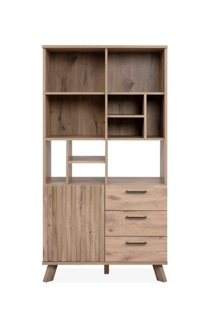 Bild von DEINE TANTE EMMA 003452 Highboard Wellington 53A Kommode Schweden Eiche 3D Reliefoptik Push-to-Open ca. 84 x 160 x 40 cm