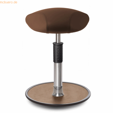 Bild von Ongo, Bürostuhl, Sitz- Stehhocker Free Regular Triangel Boxmark Leder Braun Chrom /Natur