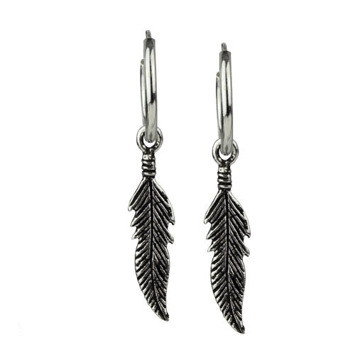 Bild von etNox - Große Feder Silver - Ohrringe - Grau - Onesize - 925 Sterling Silber,Silber