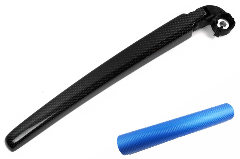 Bild von Heckwischer Frontwischer Scheibenwischer Arm Design Folie Set in Carbon Blau