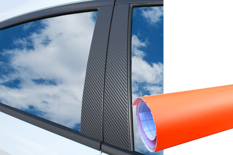 Bild von 6x PREMIUM A B C Säule Tür Leisten Abdeckung Auto Folie Wrap Set Orange Matt