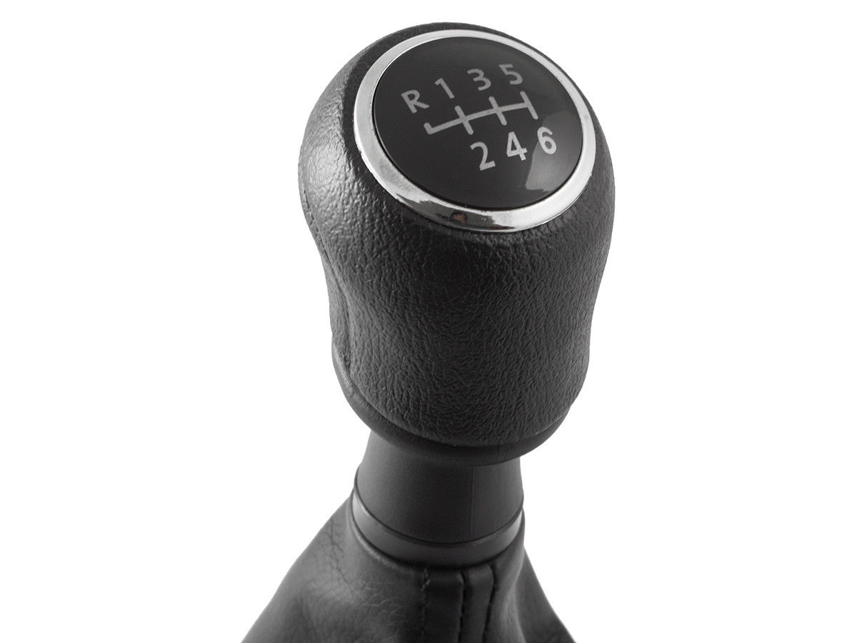Bild von PREMIUM Schaltknauf Knauf Manschette Schwarz Chrom 6-Gang für VW T5 ab 2003-