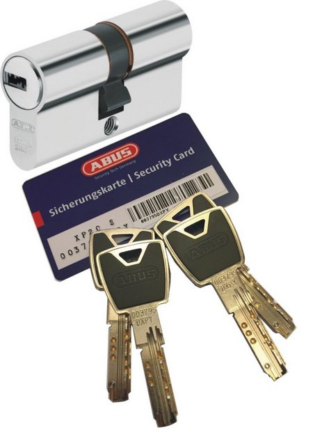 Bild von ABUS XP20S Doppelzylinder Länge (a/b) 30/30mm (c=60mm) mit Sicherungskarte und 4 Schlüssel mit Design-Clip, Not-u. Gefahrenfunktion und SKG** Bohrschutz