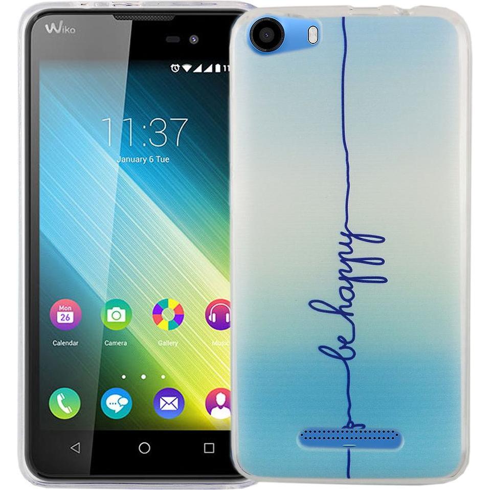 Bild von König Design Handy Hülle für Wiko Lenny 2 Be Happy Blau Tasche Cover Motiv Slim TPU Case Etui (Wiko Lenny 2), Smartphone Hülle, Blau