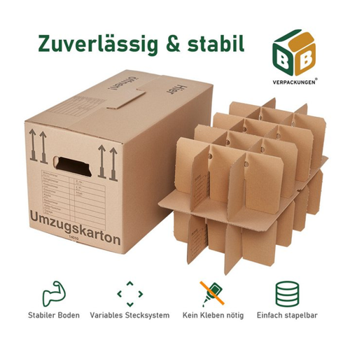 Bild von Praktischer Umzugskarton für Gläser