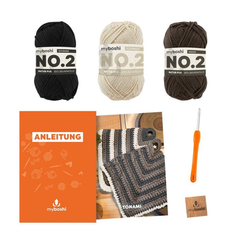Bild von myboshi Kreativset Häkelset Topflappen Tonami No.2 – Wolle Nadel