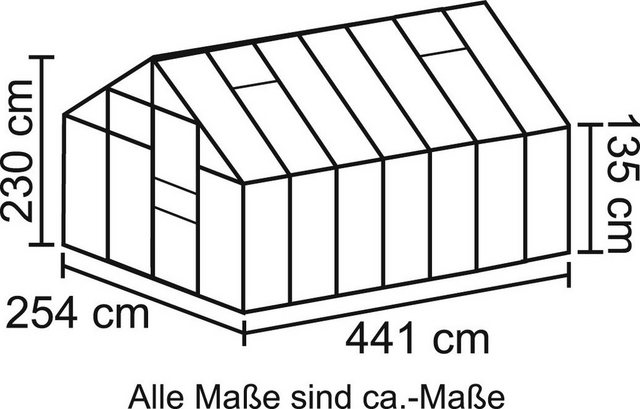 Bild von Vitavia Gewächshaus Merkur 11500, BxTxH: 254 x 441 x 230 cm, 6 mm Wandstärke, Set, mit Fundamentrahmen