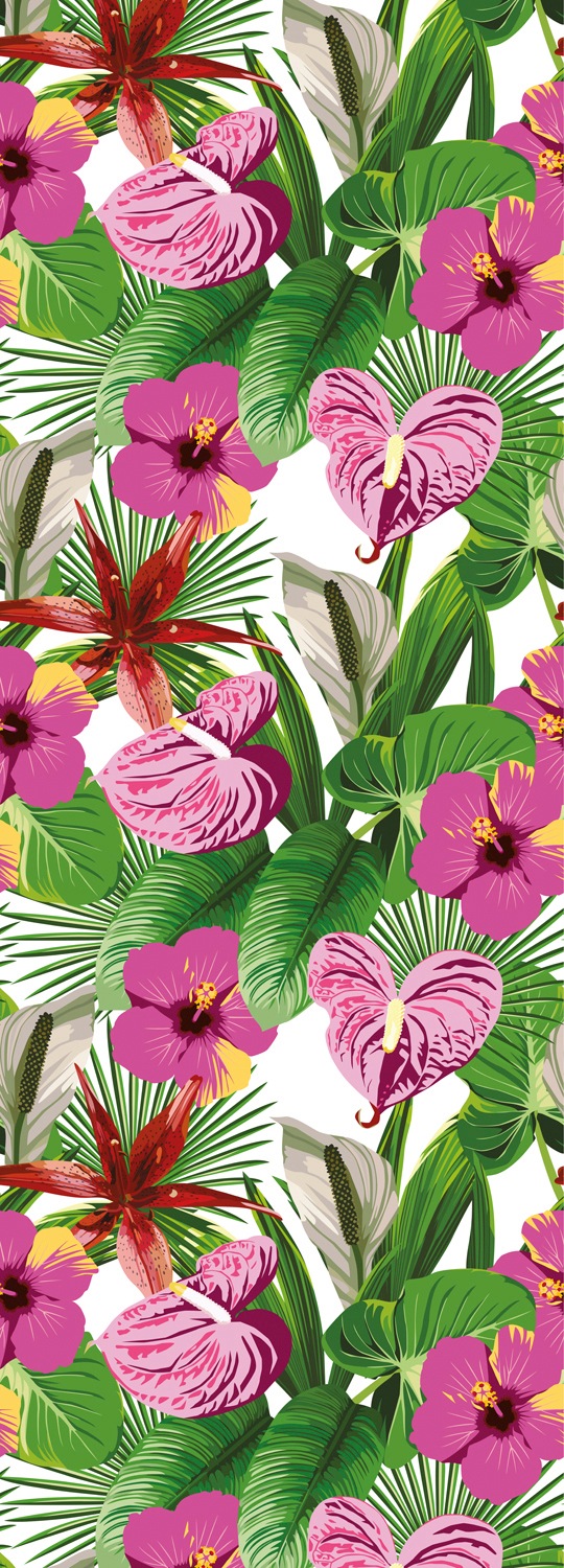 Bild von queence Vinyltapete Leo, glatt, Motiv, bedruckt, botanisch, floral, gemustert, natürlich, 90x250cm, selbstklebend, kinderleichte Anbringung, Sticker