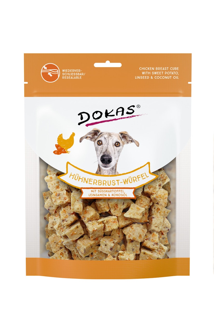 Bild von DOKAS Würfel & Kokosöl 150 Gramm Hundesnacks Entenbrust mit Kichererbsen, Rote Beete