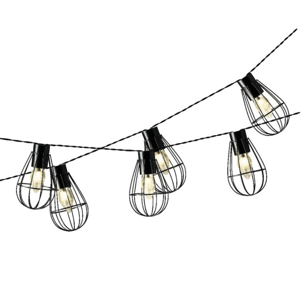 Bild von LED Solar Gitter Lichterkette INDUSTRIAL - 8 warmweiße Gitterlampen...