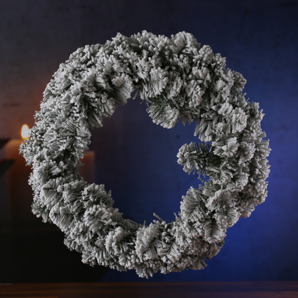 Bild von Tannenkranz - Kunststoff - Schneeoptik - D: 46cm - Innen - grün, weiß