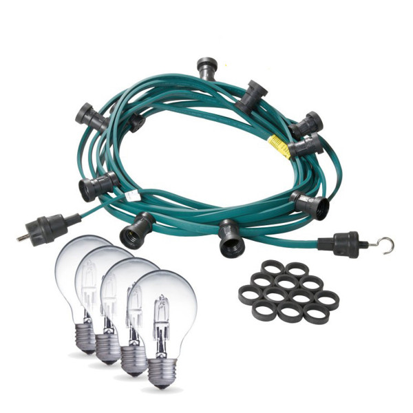 Bild von Illu-/Partylichterkette 20m - Außenlichterkette grün - Made in Germany -  30x dimmbare Halogenlampen