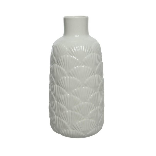 Bild von MARELIDA Dekovase Deko Vase Muscheln Optik maritime Blumenvase Keramik H: 20cm weiß (1 St)