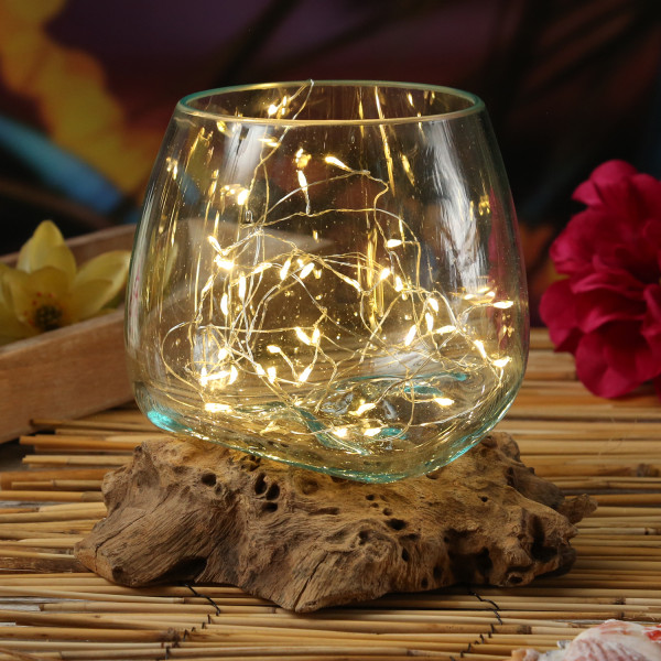 Bild von Glasschale auf Wurzelholz - Dekoschale - D: 15cm - natur