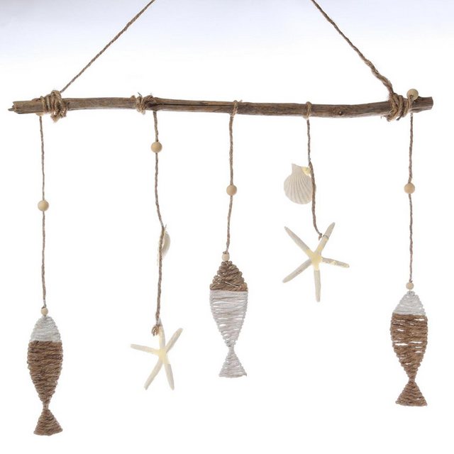 Bild von MARELIDA Dekoobjekt Dekohänger Maritim Wand Fische Seesterne Mobile Juteseil L: 50cm (1 St)
