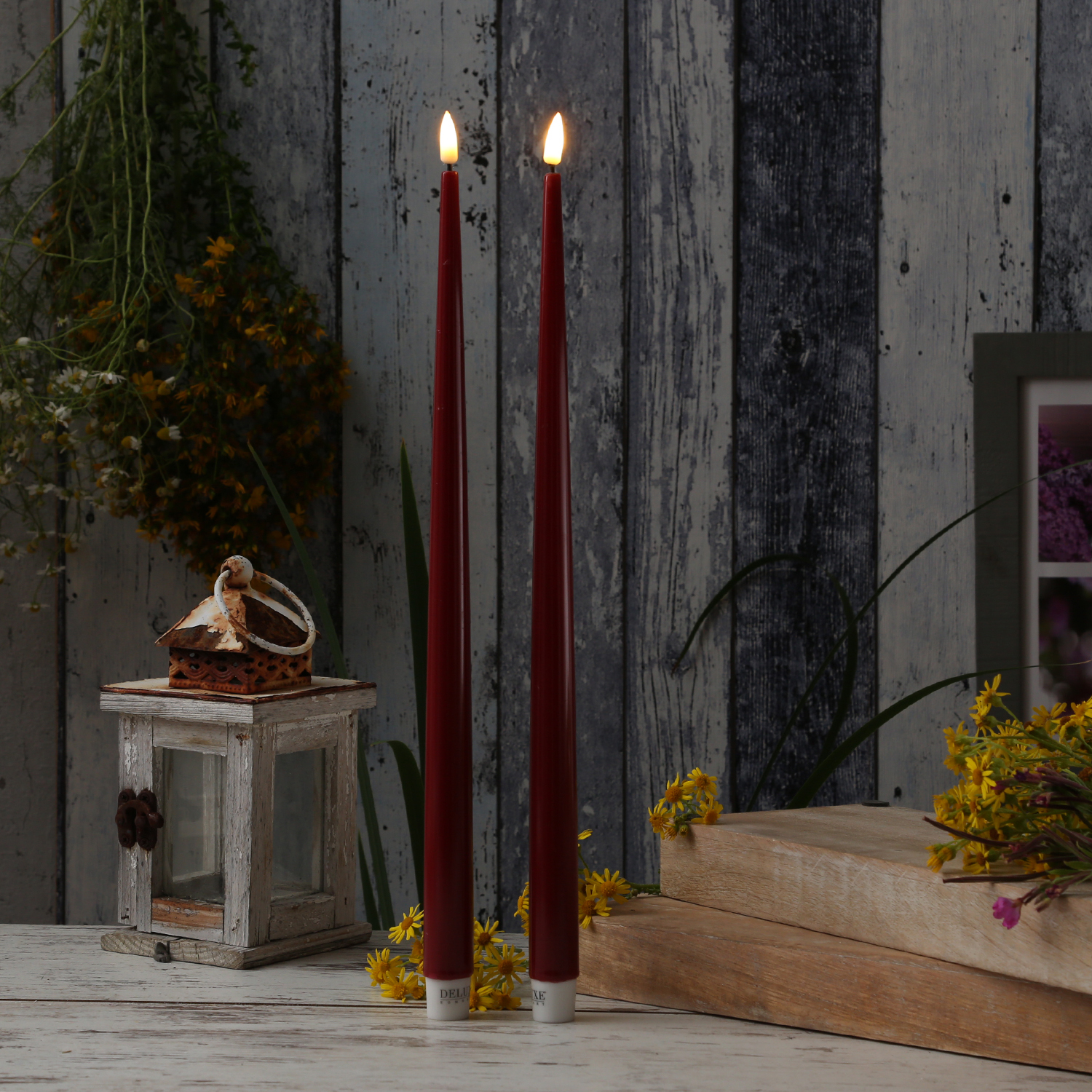 Bild von LED Stabkerzen ELLA - Echtwachs - realistische 3D Flamme - H: 38cm ...