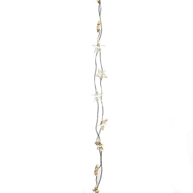 Bild von LED Drahtlichterkette Sterne - 60 warmweiße LED - L: 2,95m - Timer - Batterie - silber, transparent