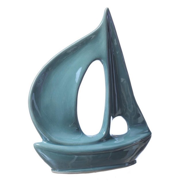 Bild von MARELIDA Dekoobjekt Dekoboot Segelboot Keramikboot maritime Dekoration H: 23,5cm blau (1 St)