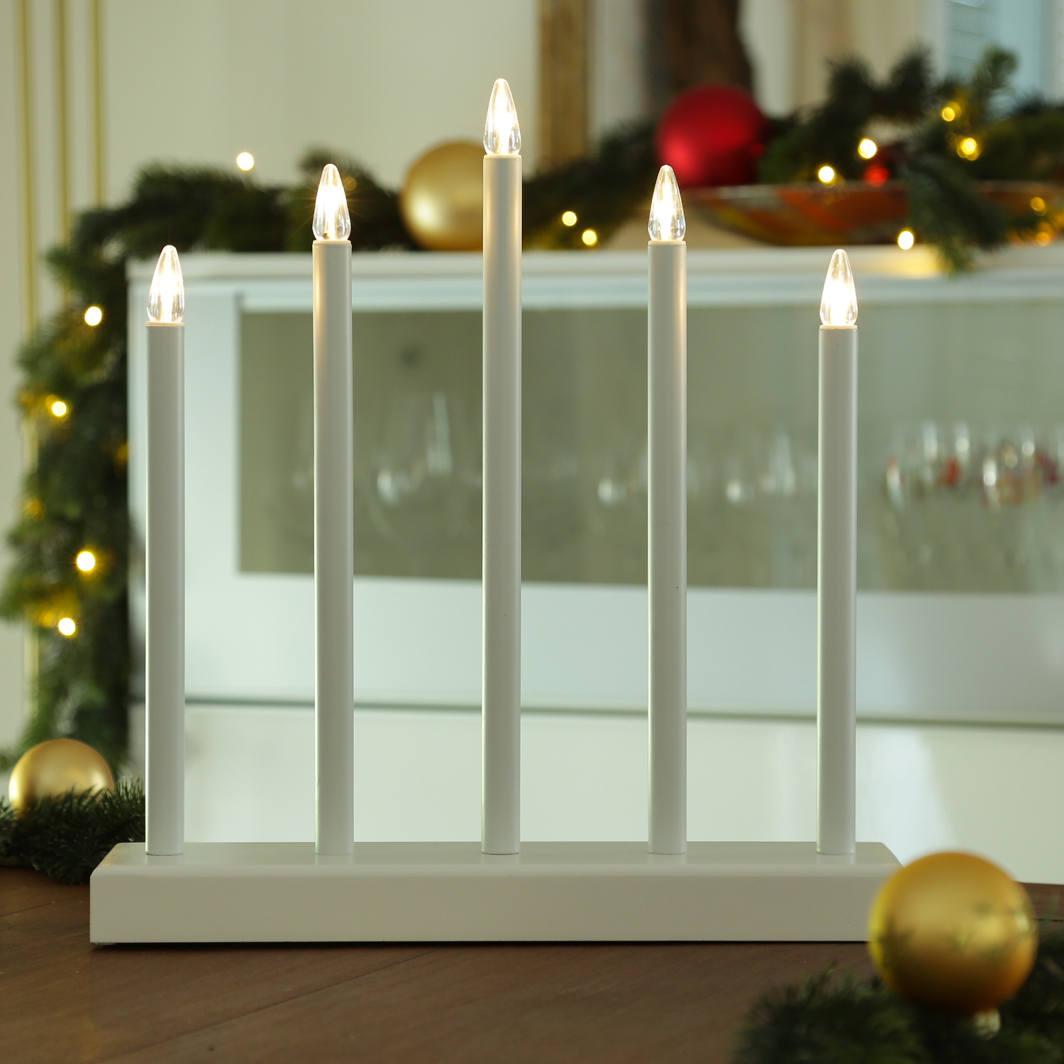 Bild von LED Fensterleuchter Holy - 5flammig - warmweiße LED - H: 40cm - Bat...