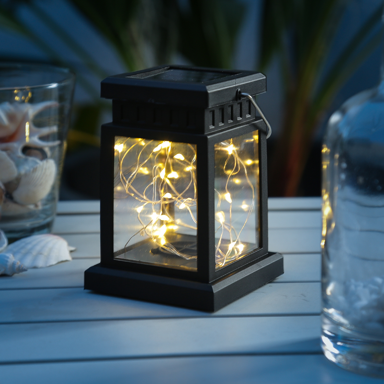 Bild von LED Solar Mini Laterne - 20 warmweiße LED - Dämmerungssensor - H: 1...