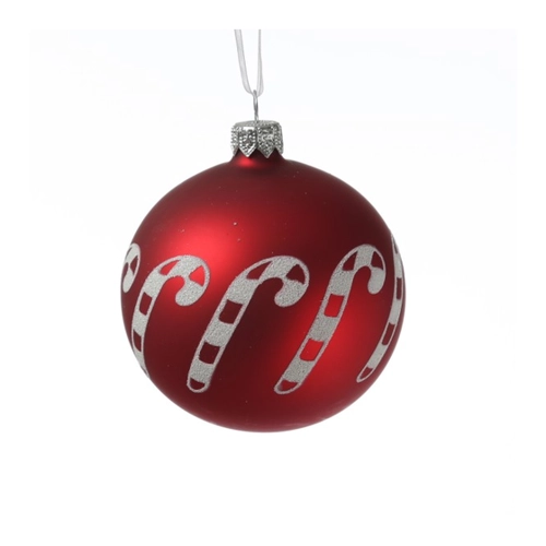 Bild von MARELIDA Weihnachtsbaumkugel Zuckerstange 8cm matt rot