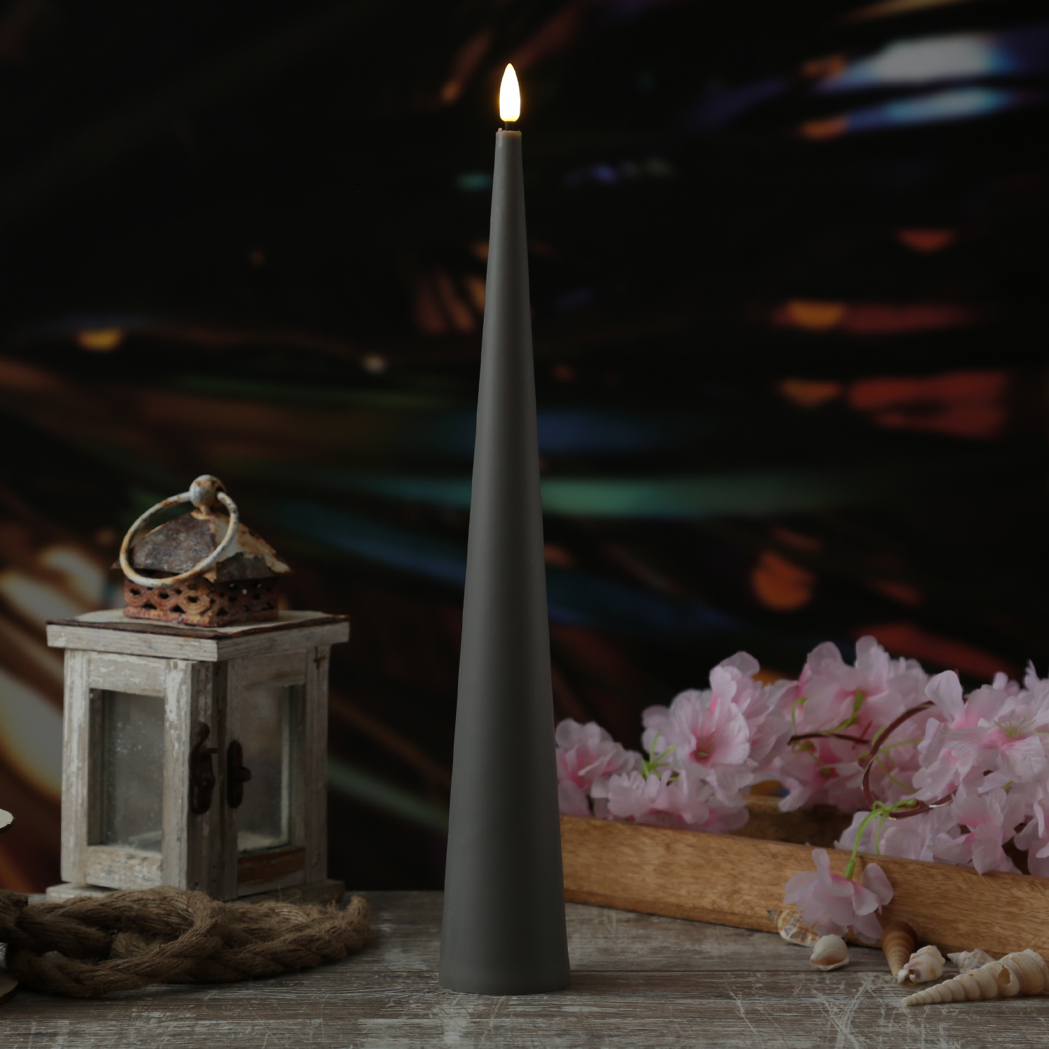 Bild von LED Kegelkerze - Kunststoff - realistische 3D Flamme - H: 35cm - Ti...