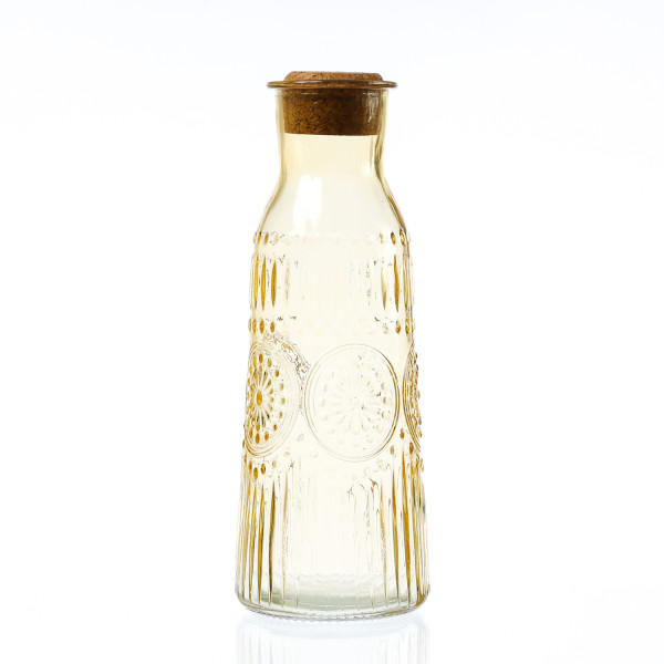 Bild von Karaffe Vintage mit Blumenmuster - Glaskaraffe - Kanne mit Korkende...