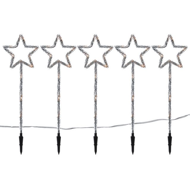 Bild von MARELIDA LED-Stern für außen LED Gartenstecker Acryl Sterne 5 Leuchtsterne Außen Weihnachtsdeko, LED Classic, warmweiß (2100K bis 3000K)
