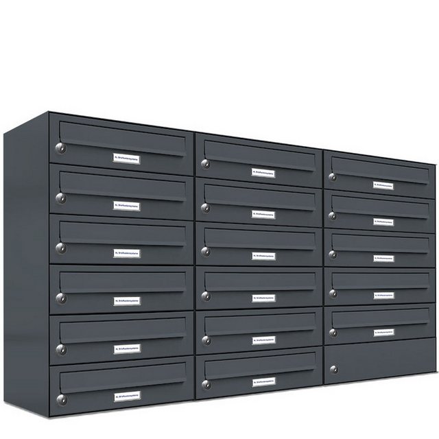 Bild von AL BRIEFKASTENSYSTEME Briefkasten »Premium«, (BxH): 115.9 x 69cm, Anzahl Schlitze: 17, Aufputzmontage - grau