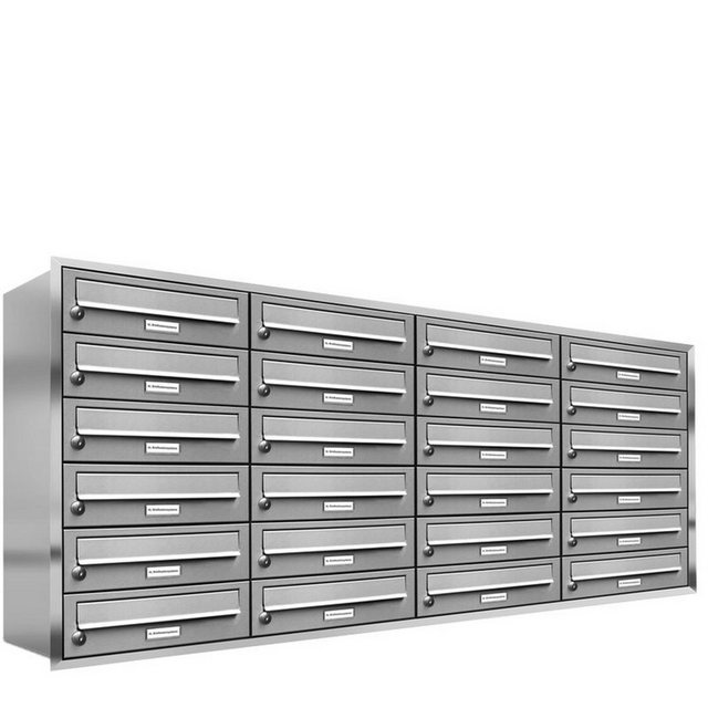 Bild von AL BRIEFKASTENSYSTEME Briefkasten »Premium«, (BxH): 153.2 x 69cm, Anzahl Schlitze: 24, Unterputzmontage - grau