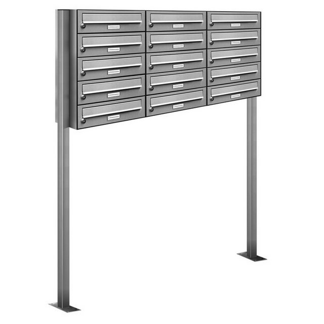Bild von AL BRIEFKASTENSYSTEME Briefkasten »Premium«, (BxH): 122.9 x 150cm, Anzahl Schlitze: 15, stehend - silberfarben
