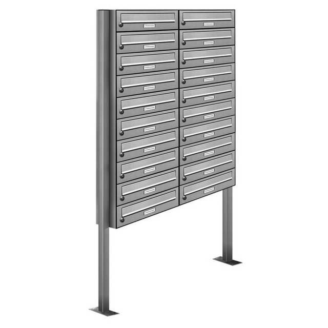 Bild von AL BRIEFKASTENSYSTEME Briefkasten »Premium«, (BxH): 84.6 x 170cm, Anzahl Schlitze: 20, stehend - silberfarben