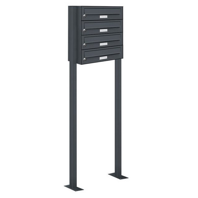 Bild von AL Briefkastensysteme Standbriefkasten 4 Fach Premium Briefkasten A4 in RAL 7016 Anthrazit Grau wetterfest