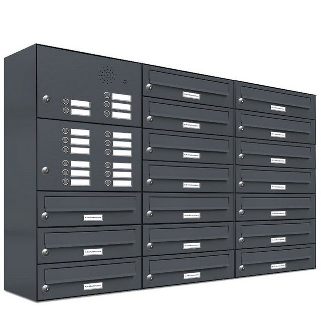 Bild von AL BRIEFKASTENSYSTEME Briefkasten »Premium«, (BxH): 115.9 x 80.5cm, Anzahl Schlitze: 17, Aufputzmontage - grau