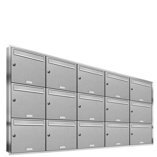 Bild von AL BRIEFKASTENSYSTEME Briefkasten »Premium«, (BxH): 191.5 x 102.6cm, Anzahl Schlitze: 15, Unterputzmontage - grau