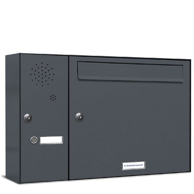 Bild von AL BRIEFKASTENSYSTEME Briefkasten »Premium«, (BxH): 53.1 x 34.5cm, Anzahl Schlitze: 1, Aufputzmontage - grau